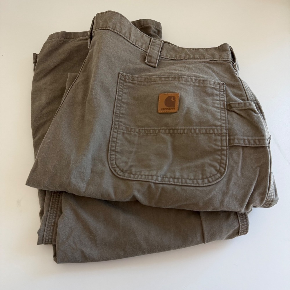 Carhartt‎ Canvas Work Dungaree Pants Men's 42x32 Brown Gray